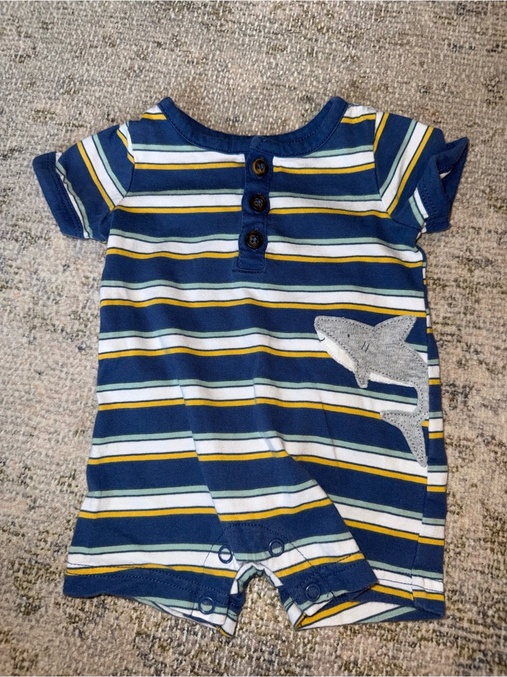 Carter's Navy, White & Yellow Striped Baby Romper